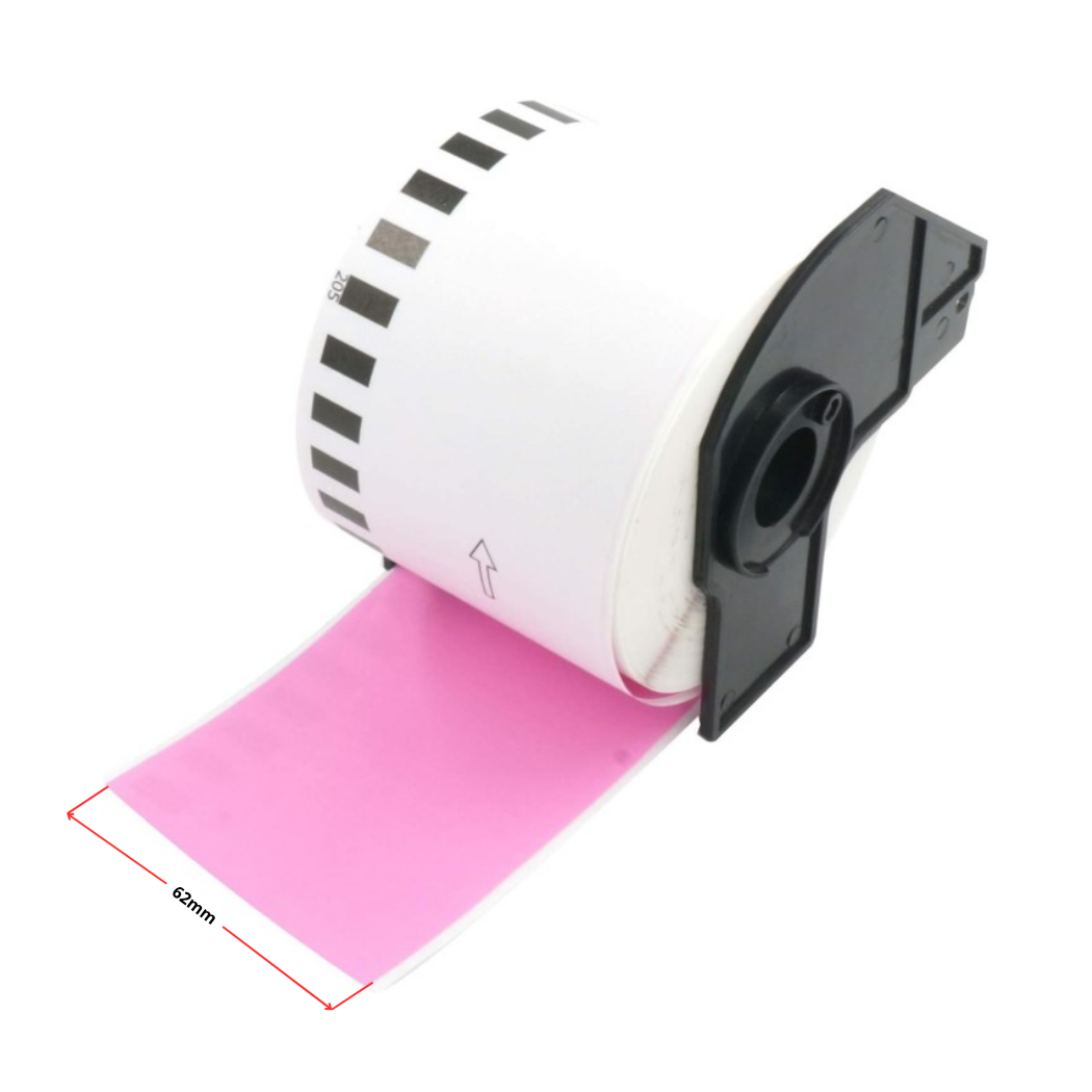 Brother DK-22205 termoetiketid 62 mm (pidev rull), roosa – analoog