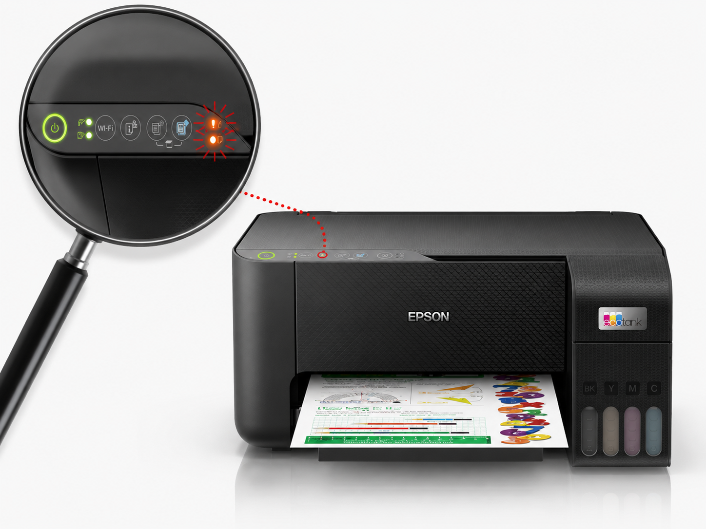 Epson L3250 hooldusteade: jääktindi padi täis, printer ei prindi