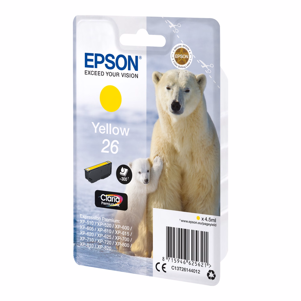 Epson 26 (C13T26144012) kollane originaaltint 300lk