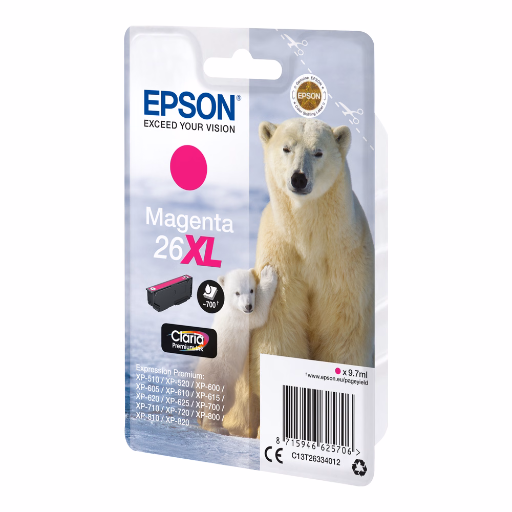 Epson 26XL (C13T26334012) magenta suuremahuline originaaltint 700lk
