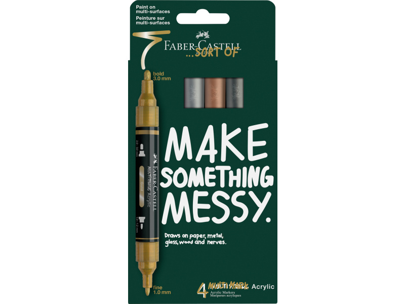 Akrüülmarkerid Faber-Castell Multimark 4-värvi metallik