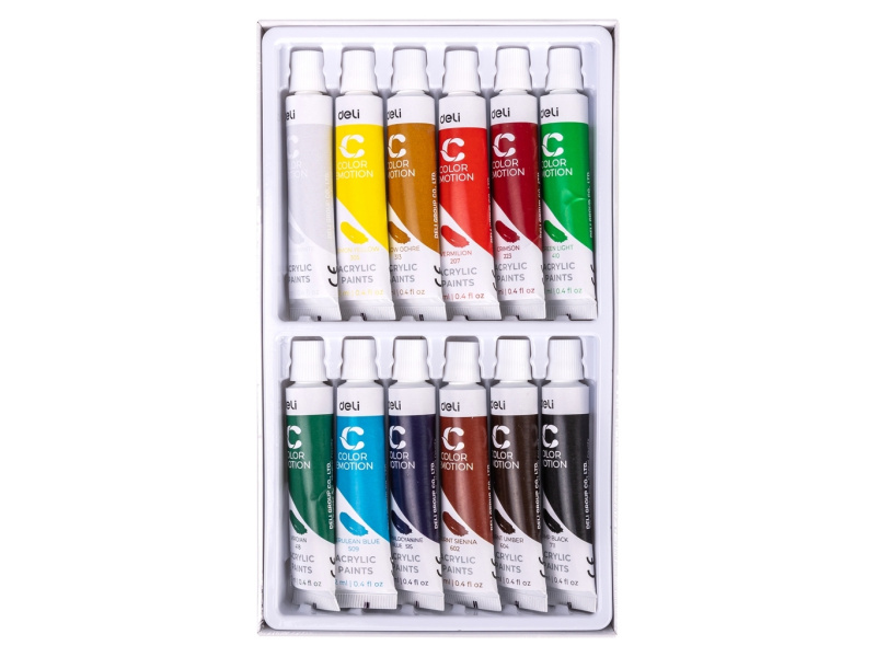 Akrüülvärvid DELI 24-värvi 12ml tuubis - Image 5