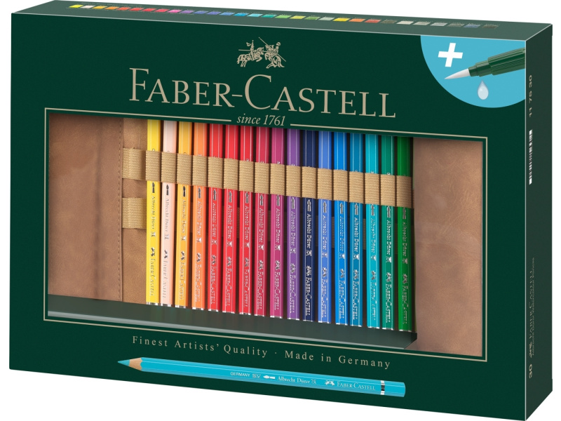 Akvarell-kunstipliiatsid Faber-Castell Albrecht Dürer 30 värvi nahk pinalis
