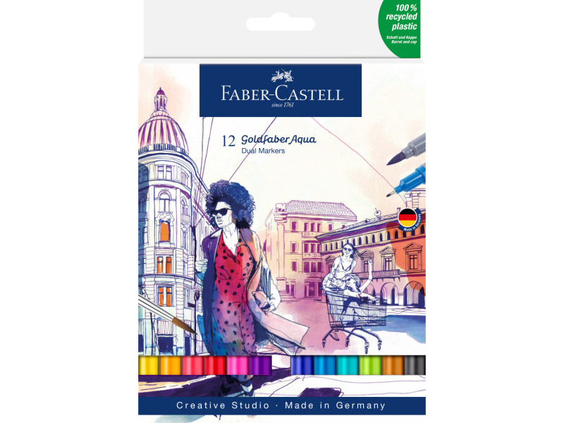 Akvarellimarker Faber-Castell Gofa Aqua 12-värvi
