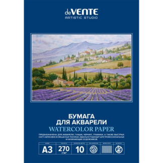 Akvarellipaber deVENTE A3/10 lehte 270 g/m², peeneteraline, kaustas