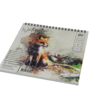 Akvarelliplokk College 180x180mm/20l, plastpiraal päises, 210g/m²