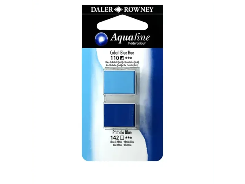 Akvarellküvett Daler-Rowney Aquafine blister komplekt 2tk/pk 12 cobalt blue hue/phthalo blue