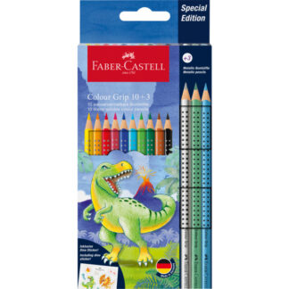 Akvarellpliiatsid Faber-Castell Colour Grip Dinosaurus 10+3 värvi