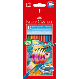 Akvarellpliiatsid Faber-Castell Fish/Kala 12 värvi+pintsel