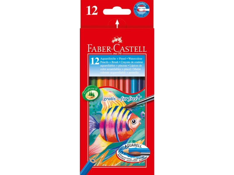 Akvarellpliiatsid Faber-Castell Fish/Kala 12 värvi+pintsel