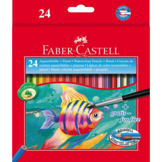 Akvarellpliiatsid Faber-Castell Fish/Kala 24 värvi+pintsel