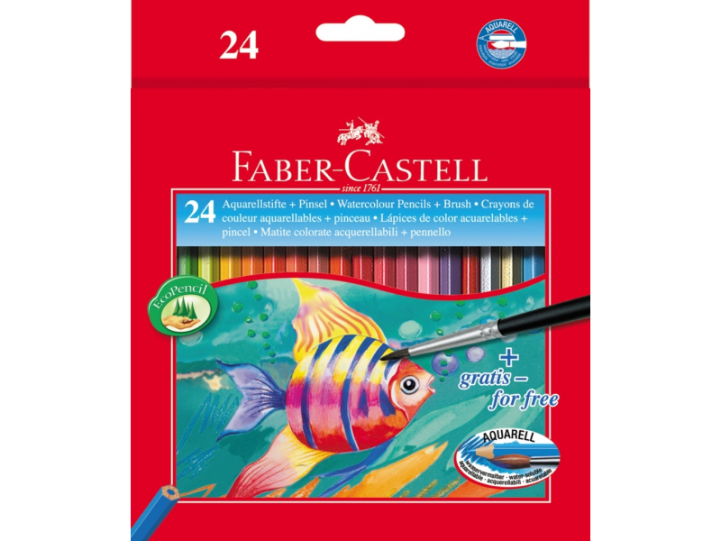 Akvarellpliiatsid Faber-Castell Fish/Kala 24 värvi+pintsel