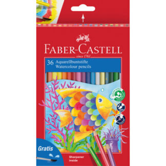 Akvarellpliiatsid Faber-Castell Fish/Kala 36 värvi+pintsel