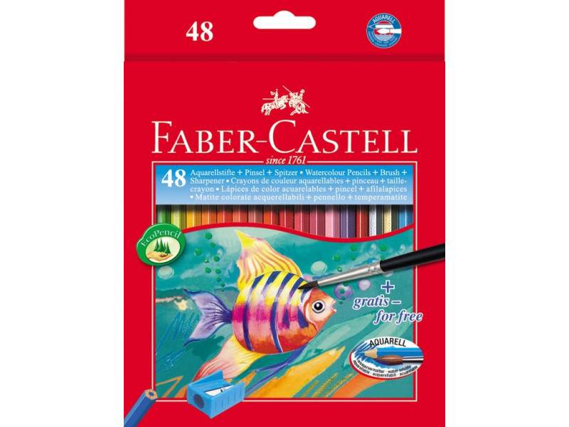 Akvarellpliiatsid Faber-Castell Fish/Kala 48 värvi+pintsel