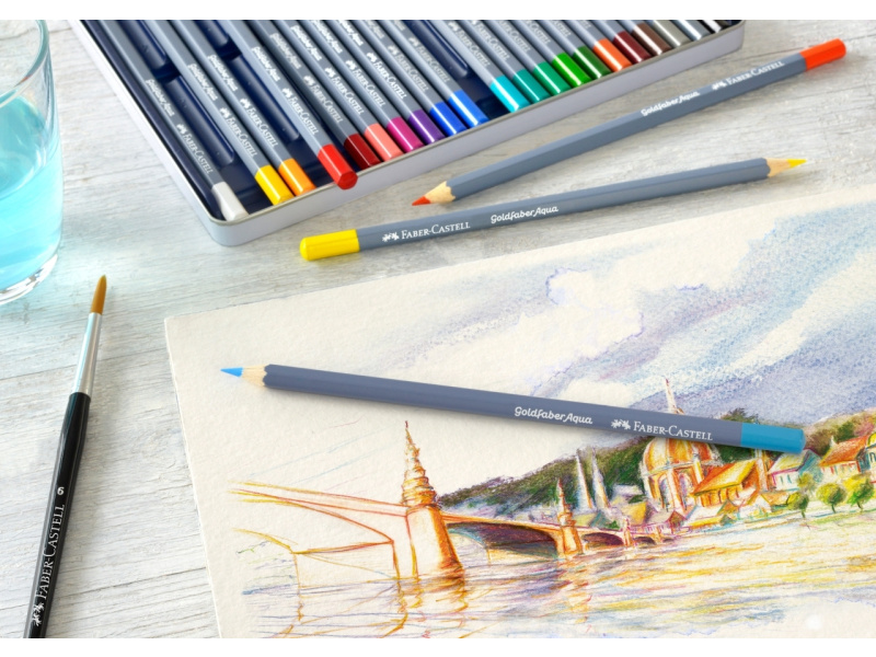 Akvarellpliiatsid Faber-Castell Goldfaber Aqua Creative Studio 12 värvi - Pilt 3