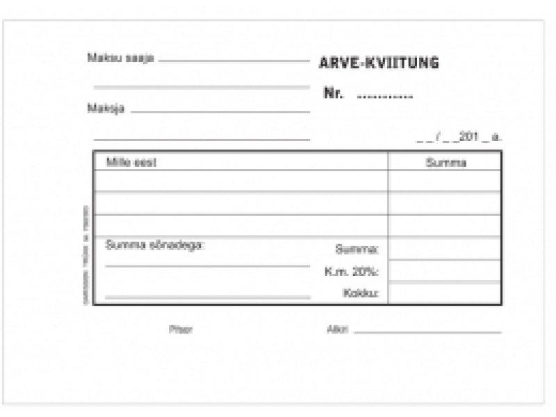 Blankett Arve-kviitung A6 2x50, isekopeeruv, GR