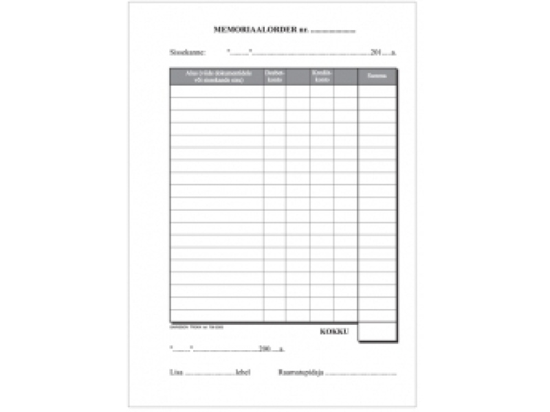 Blankett Memoriaalorder A5/100L, GR