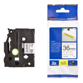BROTHER TZES261 FlexiTapes 8m36mm strong adhesive black on white for P-touch