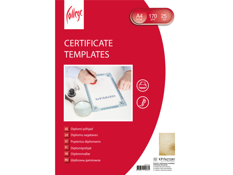 Diplomi põhjad College kartong A4/25, 170g/m², beez marmor — изображение 2