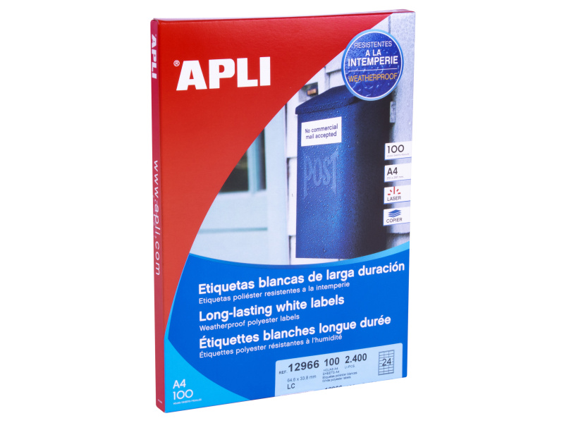 Etiketid Apli 12966 64,6x33,8 mm A4/100L - Pilt 2