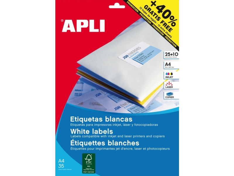 Etiketid Apli 13882 ring 30mm A4/25L valge