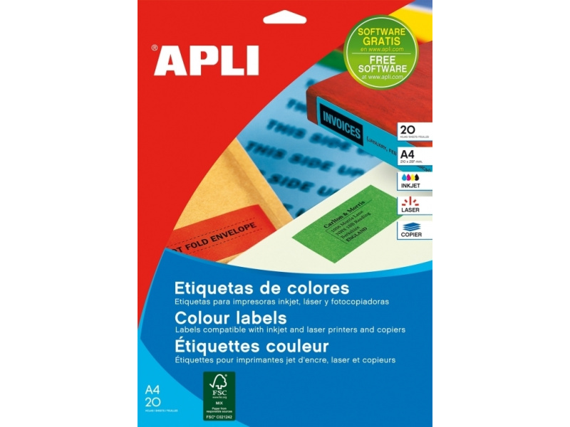 Etiketid Apli 1598 105x37mm roheline A4/20L