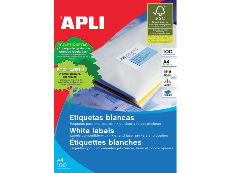 Etiketid Apli 2415 63,5x46,6mm A4/100L