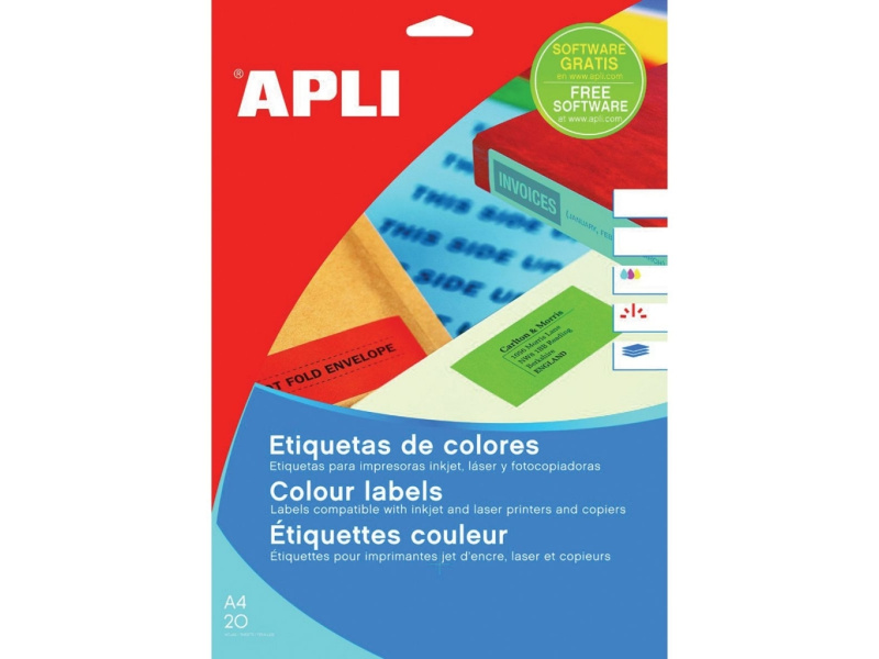 Etiketid Apli 2880 210x297 mm A4/20L neoonpunane - Pilt 2