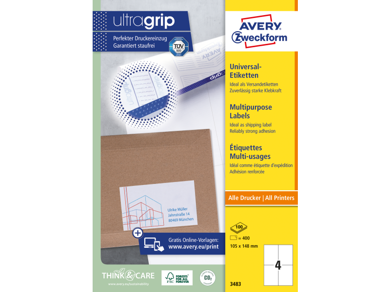 Etiketid Zweckform 3483 105x148mm A4/100L - Pilt 3