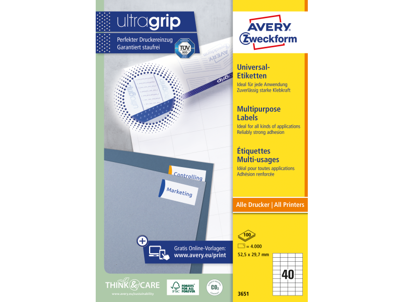 Etiketid Zweckform 3651 52,5x29,7mm A4/100L - Pilt 3