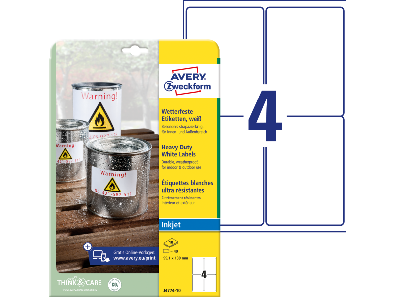 Etiketid Zweckform J4774-10 99,1 x 139 mm 10L