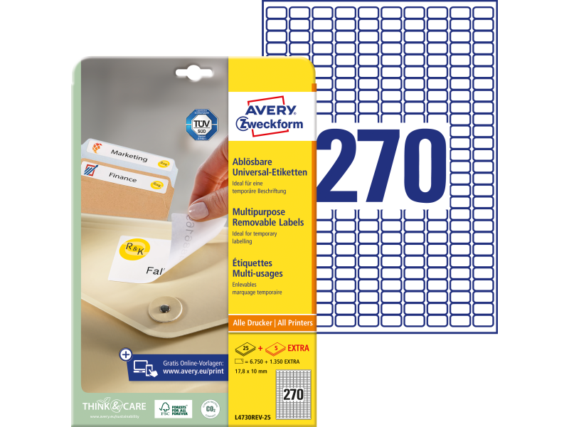 Etiketid Zweckform L4730REV-25 17,8x10mm A4/25L