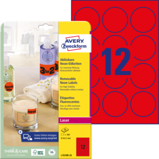 Etiketid Zweckform L7670R-25 ring 63,5mm A4/25L neoonpunane