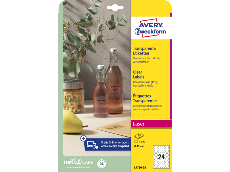 Etiketid Zweckform L7780-25 ring 40mm A4/25L läbipaistev - Pilt 3