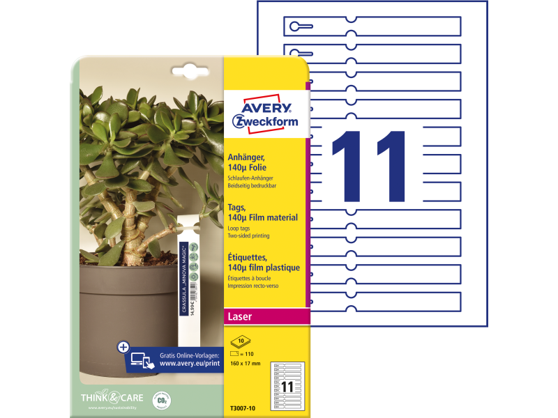 Etiketid Zweckform silmussildid T3007-10 160x17mm A4/10L valge