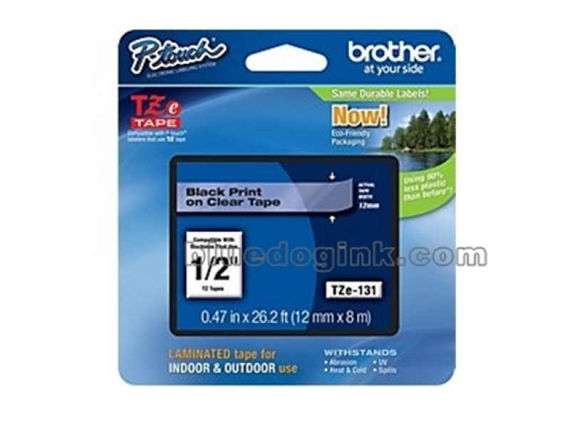 Etiketilint Brother "TZe-131", Black on Clear, Laminated