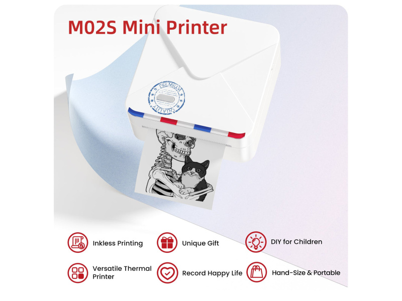 Etiketiprinter M02s TT 300dpi, bluetooth, kaasaskantav, roosa - Pilt 3