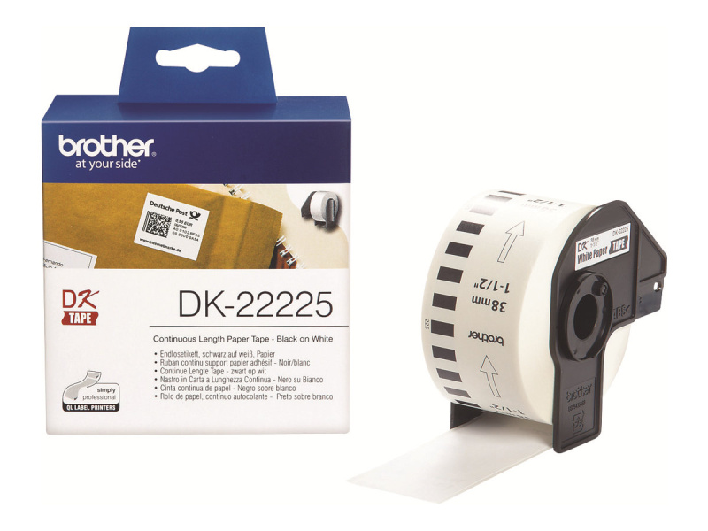 Etiketirull Brother "DK22225", Black on White, Pidev etteanne.