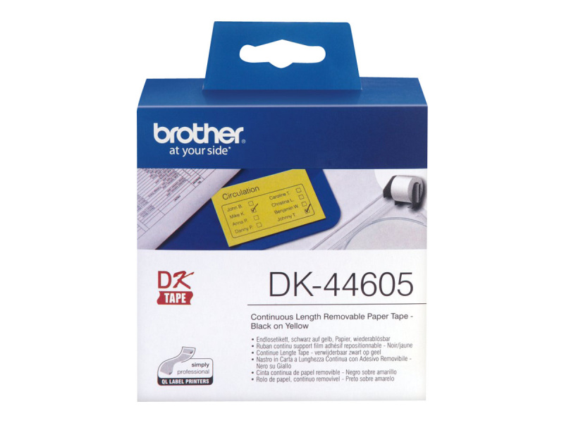 Etiketirull Brother DK44605, Yellow, Eemaldatav liim — изображение 4