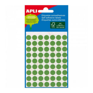 Etikett iseliimuv APLI ümar 10mm, roheline, 315tk/pk, markeerimispunkt