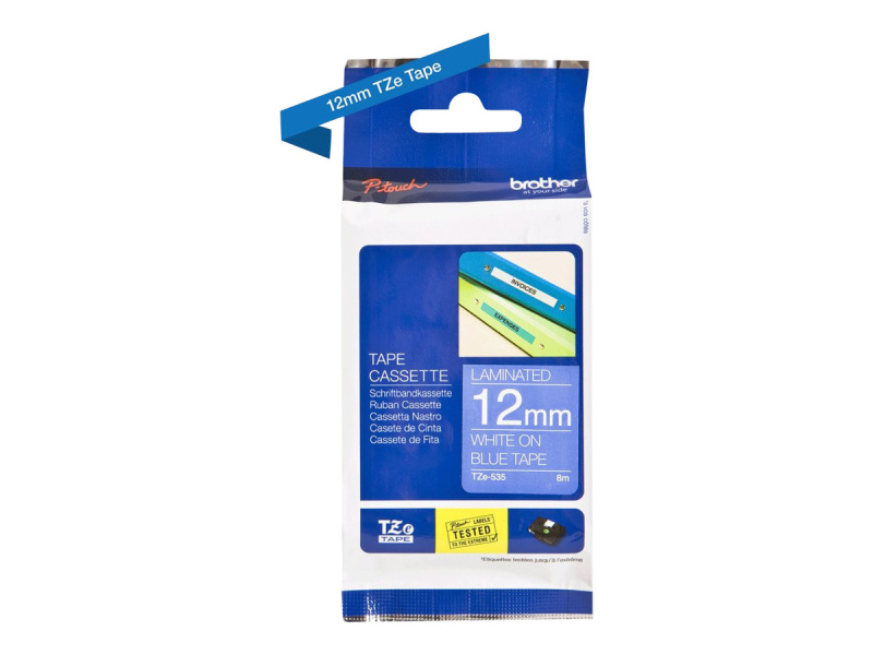Etikettlint Brother "TZe-535", White on Blue, Laminated Durability - Pilt 2