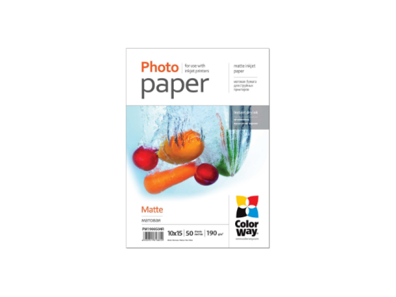 Photo paper ColorWay PM1900504R, matt, valge, 190g/m² 50L