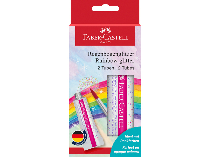 Glittergeel Faber-Castell 12ml 2tk/pk vikerkaare glitter - Pilt 2