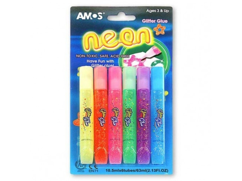 Glitterliim Amos Neon 5-värvi (10,5ml)