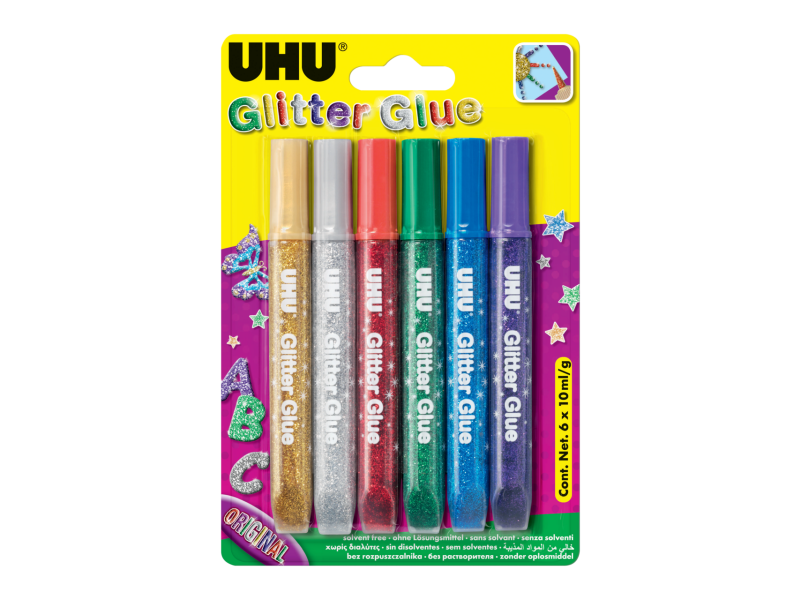 Glitterliim UHU 10ml x 6-värvi