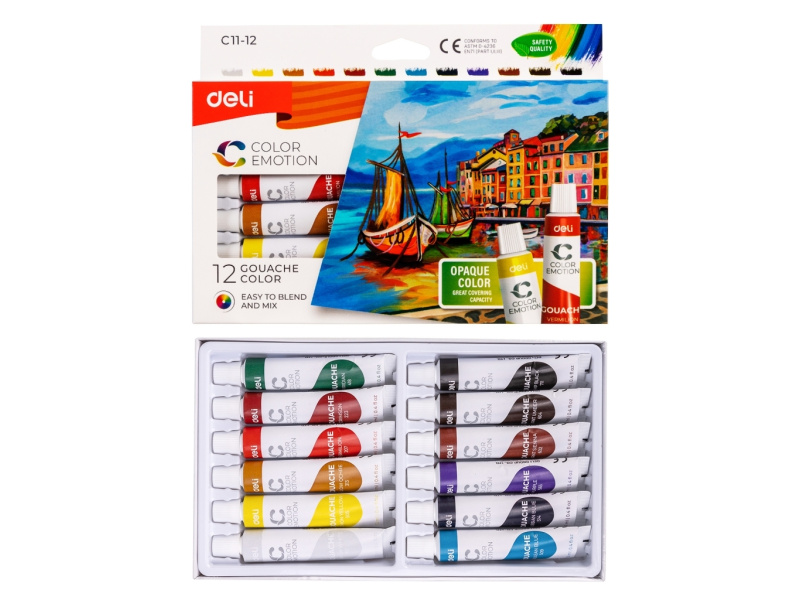 Guass DELI 12-värvi 12ml tuubis - Pilt 4