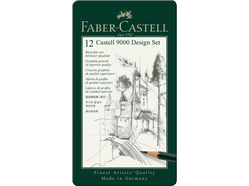 Harilik pliiats Faber-Castell 9000 5B-5H 12tk komplektis — изображение 2