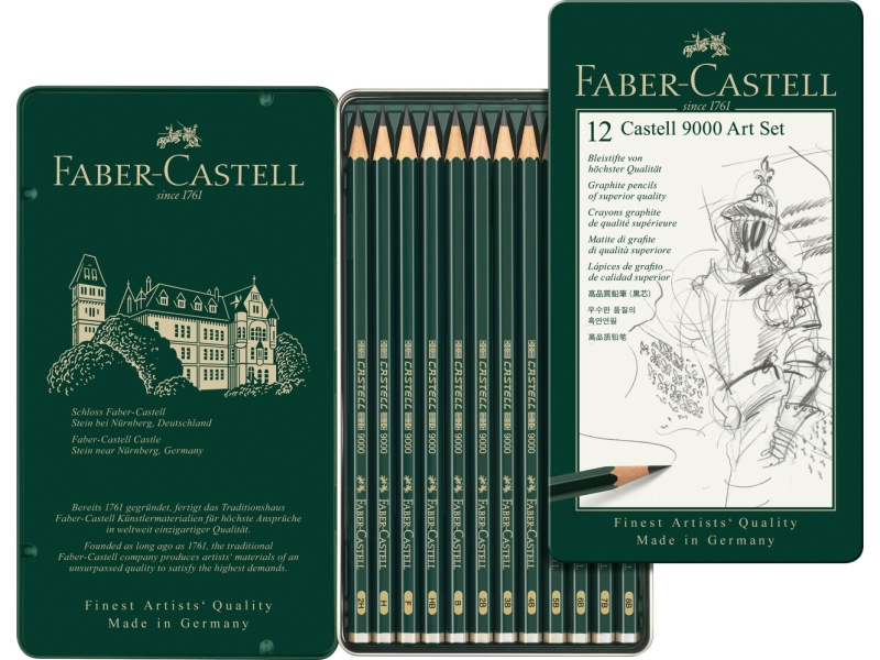 Harilik pliiats Faber-Castell 9000 8B-2H 12tk komplektis