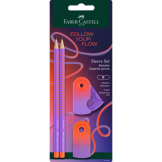 Harilik pliiats Faber-Castell Flow Edition Punchy Melon HB 2tk + kustukumm ja teritaja blistris