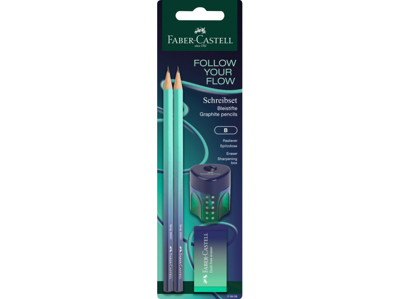 Harilik pliiats Faber-Castell Grip Flow Edition Buzzing Blue 2tk/bl